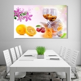 现代简约餐厅水果装饰画 单幅无框画 厨房壁画挂画墙画水晶画酒杯