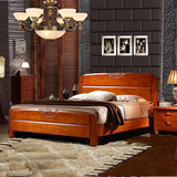 特价实木床橡木床  1.5米1.8米 双人床单人床白色中式床高箱床