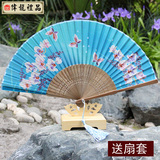 中国风复古女扇子 女式折叠扇古风古典折扇绢扇 定制定做