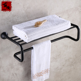 古铜欧式复古黑色仿古浴巾架美式毛巾架浴室卫生间置物架卫浴挂件