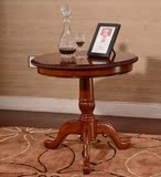 欧式客厅棕色环保油漆茶几小圆桌美式客厅橡胶木60厘米高
