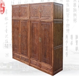 明清古典中式仿古家具储物柜榆木组合柜实木顶箱柜大衣柜雕花特价