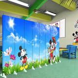 移动折叠屏风隔断简约现代儿童房客厅幼儿园时尚卡通实木折屏定制