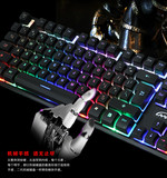 机械键盘鼠标黑轴87键背光牧马键鼠套装发光游戏机械键盘手感LOL