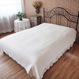 艳小花纯棉纯色绗缝床盖空调被全棉床罩春夏被本白色素雅
