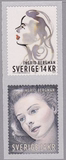 瑞典 2015年 电影明星英格丽褒曼 雕刻版不干胶邮票 2全新 全品
