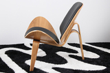 创意椅子 时尚单人实木休闲椅 扶手躺椅贝壳带设计师圆凳木椅沙发