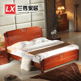 厂家直销 实木床 高档雕花橡木床 1.8米祥云纹图大床
