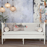 法式实木雕花三人沙发白色做旧沙发床后现代欧式新古典家具可定制