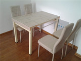 简约餐桌 现代时尚中小户型热弯钢化玻璃烤漆餐桌椅组合 单层款