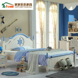儿童床男孩单人床青少年王子韩式套房家具高箱1.2/1.5米地中海床