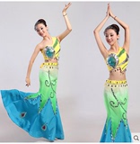新款傣族舞台服 泰族服装女装 舞蹈纯手工穿片舞裙 舞蹈演出服装
