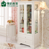 韩式田园酒柜欧式双门酒柜实木墙角柜客厅现代简约玻璃储物柜白色