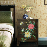 现代中式家具彩绘香樟木卧室迷你床头柜古典三斗边角柜实木储物柜