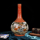 景德镇陶瓷花瓶高档仿古雍正粉彩五牛图花器家居装饰工艺摆件收藏