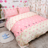 包邮热卖粉色小猪卡通可爱床单纯棉床笠枕套被单被套单件三四件套