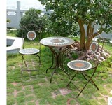 折叠其他户外休闲铁艺花园阳台欧式桌椅家具组合套装太阳伞沙滩