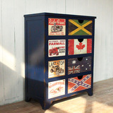 美式乡村法式复古做旧字母国旗斗柜多边柜展示柜怀旧家具