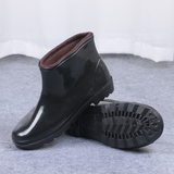 秋冬季男式短筒雨鞋水鞋加绒保暖雨靴低帮套鞋胶鞋工作鞋劳保鞋