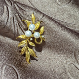 如妈轻奢：枝叶款天然淡水极光珍珠胸针 艺术精工镶锆石925银镀金