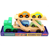 儿童汽车玩具木制交通双层运输卡车小轿车益智惯性玩具生日礼物