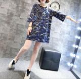 欧洲站 欧货正品2016夏季新款韩版时尚潮流女装宽松大码迷彩卫衣