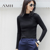 Amii[极简主义]2016秋冬新款修身显瘦纯色半高领毛衣女11632399