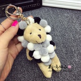 新款韩国纯手工泰迪熊包包挂件钥匙扣女挂饰毛绒公仔小熊挂件