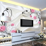 客厅大型壁画3d立体无缝电视背景墙纸壁画 影视墙壁纸丝绸玫瑰