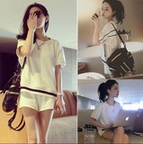 香港代购夏季韩版宽松短裤短袖T恤纯棉两件套时尚休闲运动套装女