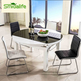 餐桌椅组合 现代简约多功能餐桌小户型折叠伸缩钢化玻璃圆形餐桌