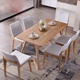 北欧创意原木胡桃木色餐桌1.8M水曲柳日式餐桌椅组合实木餐桌宜家