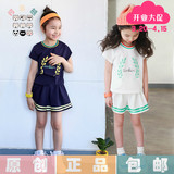 16韩国版热卖夏季学院运动风格中小儿童女童T恤裙子两件套装新品