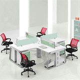 长沙办公家具 职员办公桌椅组合钢架现代屏风简约四人位员工桌