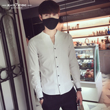 2016秋季衬衫男长袖韩版修身薄款衬衣青年时尚英伦风上衣男装潮