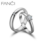 FANCI范琦925银戒指女男情侣对戒指环银饰品简约仿真结婚戒指一对