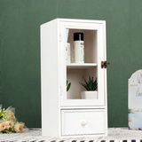 zakka杂货做旧白色复古实木木制收纳盒香水化妆品玻璃抽屉收纳柜