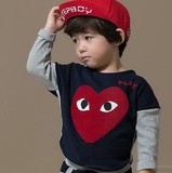 现货 韩国代购 男女童装春装 bb川久保龄tigermini长袖蝙蝠T恤衫