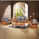 实木沙发多功能橡木现代中式客厅组合沙发123木架贵妃三人沙发床