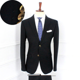 韩版风格西服复古英伦仕商务单排两粒扣男士修身休闲西装黑色套装