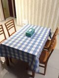 现代简约地中海桌布布艺 蓝白格餐桌布格子茶几布台布长方形盖巾