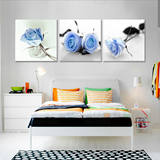 客厅装饰画 无框画现代简约 三联画床头挂画沙发墙画壁画 蓝玫瑰
