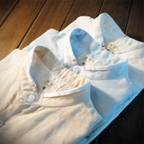亚麻衬衫男长袖中式宽松纯色小立领白衬衫棉麻料薄款夏季白色衬衣