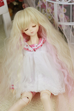 BJD 娃娃用假发 1/4 4分 1/6 6分高温丝 樱花粉金色 泡面卷FBE023