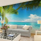 沙滩大海椰子树蓝天白云 无缝大型壁画电视背景墙纸壁纸 客厅卧室