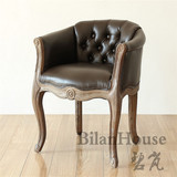 欧式餐椅书椅休闲椅 新古典洽谈椅美式实木单人沙发椅酒店 圈椅