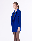 百丝BAISI 专柜正品冬新品 优雅中长款蓝紫色羊毛呢大衣AKF411510