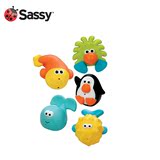 美国Sassy婴幼儿洗澡玩具戏水玩具喷水5件动物海洋生物