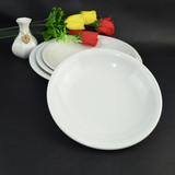 促销白色树脂仿陶瓷宽边西餐盘圆形盖浇饭盘子深盘汤盘大菜盘加厚
