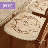 欧式奢华刺绣椅垫 系绳可拆洗植物花卉田园餐椅垫子 餐厅布艺坐垫